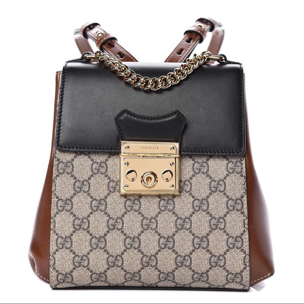 Gucci GG Supreme Canvas & Leather Padlock Backpack
